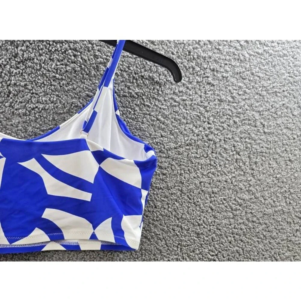Raisins Aruba Printed Bikini Tank Top Juniors' XL Blue/White Scoop Neck Pullover